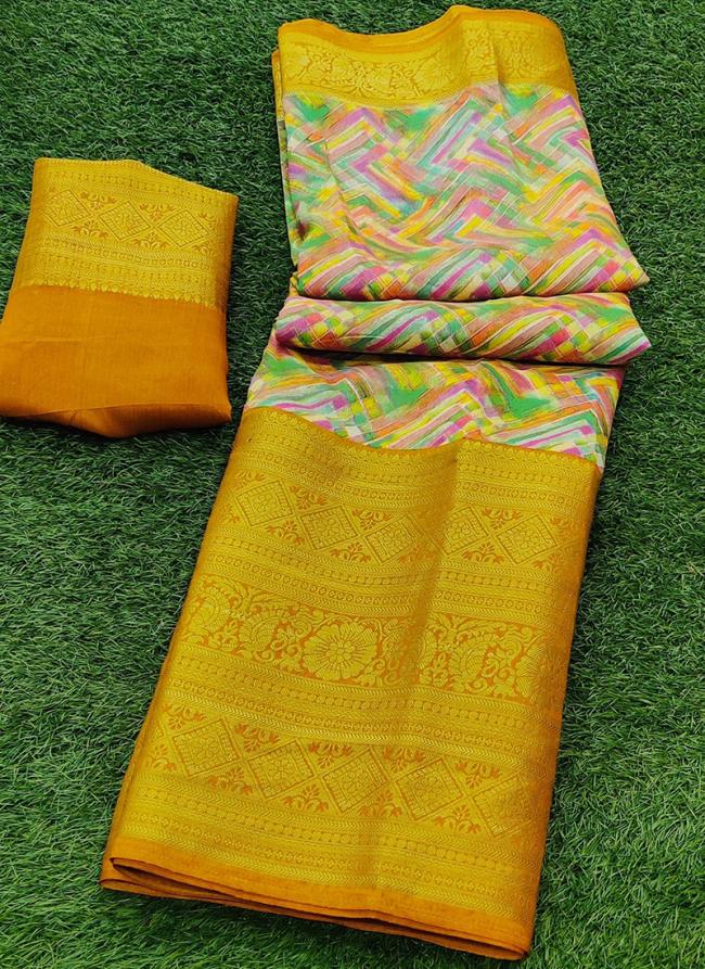 Yellow Silk Festival Wear Jacquard Saree