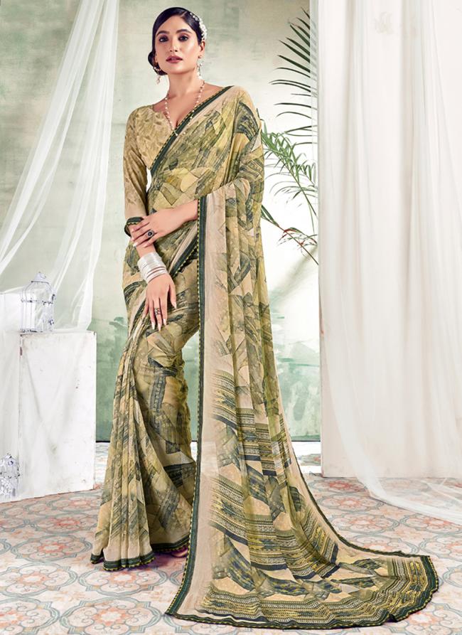 Green Weightless Casual Wear Digital Printed Saree