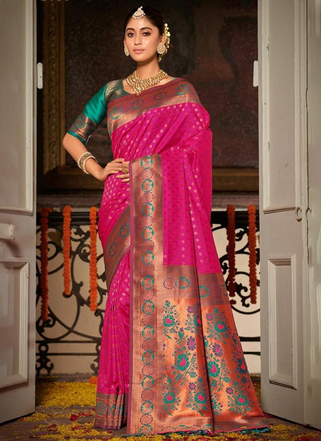 Rani Banarasi Silk Party Wear Weaving Saree