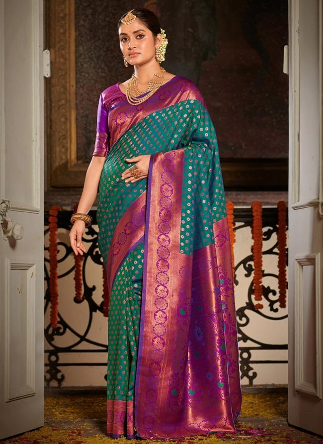 Sky blue Banarasi Silk Party Wear Weaving Saree