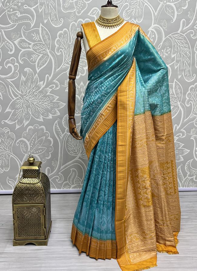 Sky blue Silk Wedding Wear Zari Work Saree