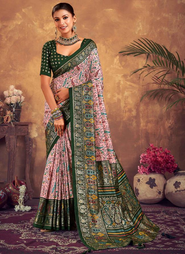 Green Dola Silk Festival Wear Weaving Saree