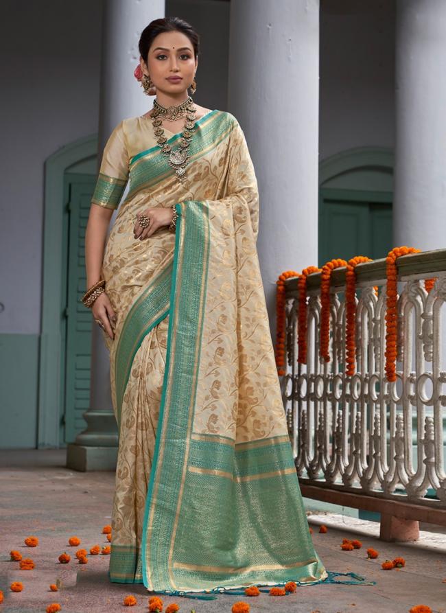 Pista Green Banarasi Silk Festival Wear Weaving Saree