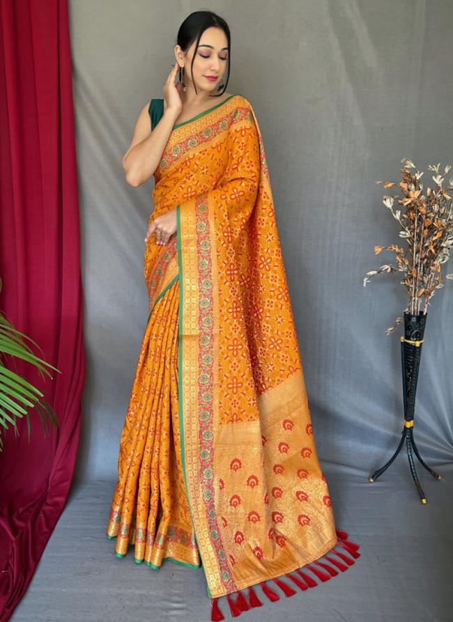 Mustard Pure Silk Festival Wear Weaving Saree