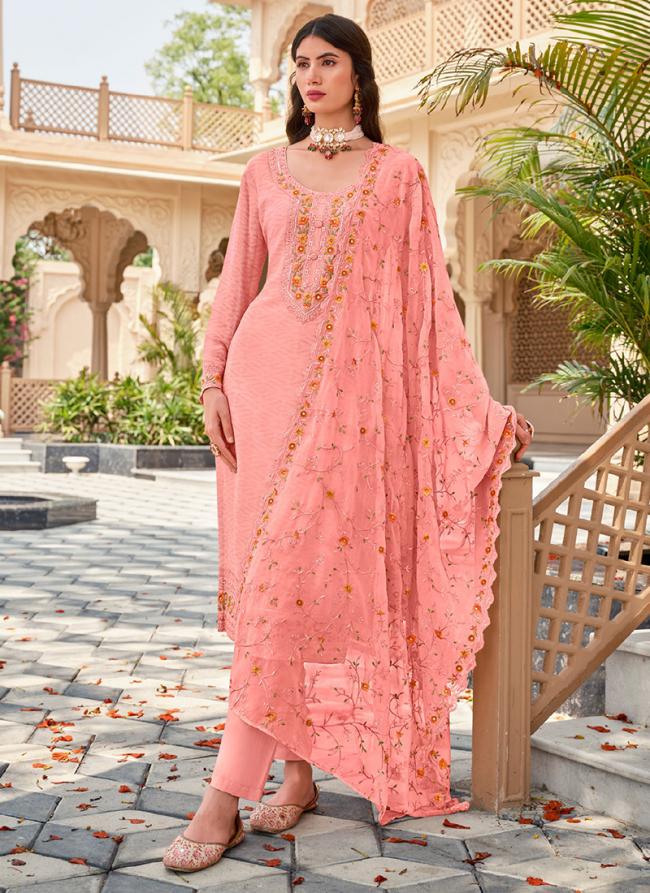 Pink Georgette Festival Wear Embroidery Work Palazzo Suit