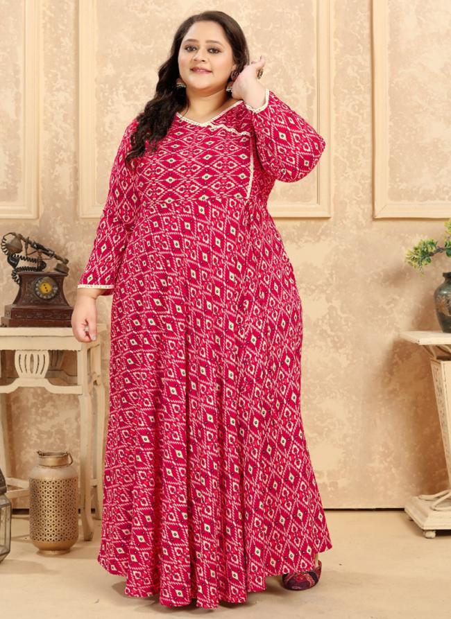 Rani Rayon Casual Wear Printed Plus Size Gown