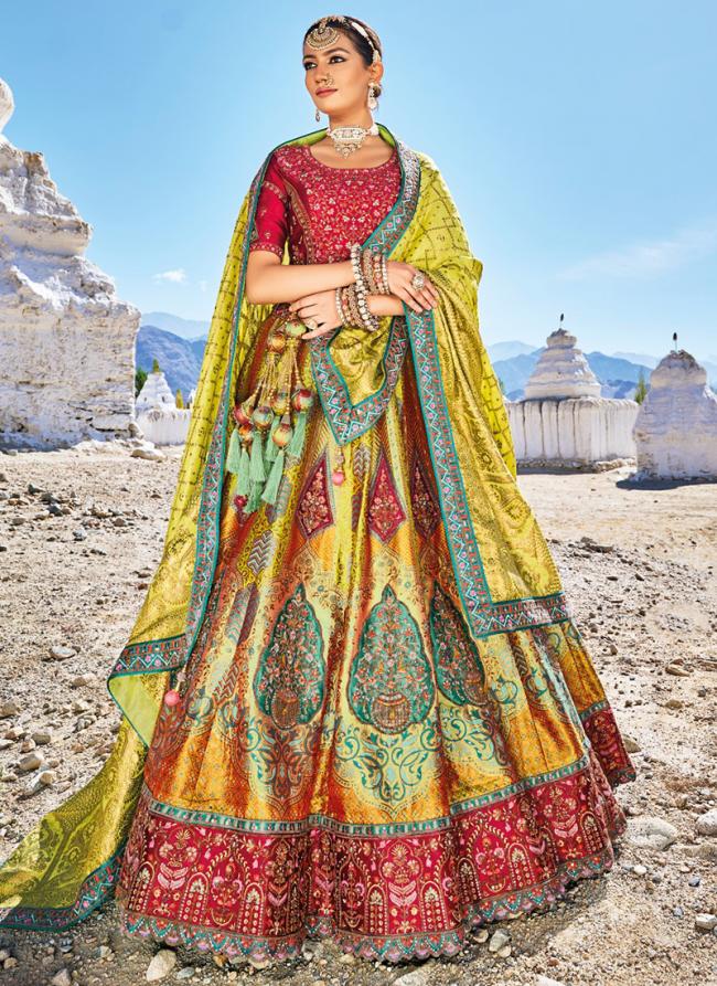Light Green Banarasi Silk Bridal Wear Jacquard Lehenga Choli