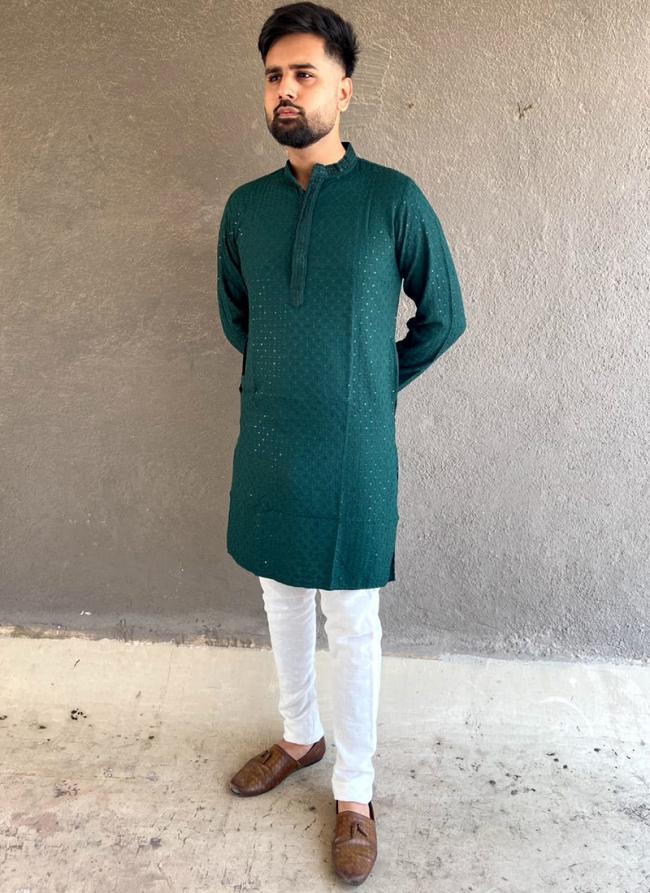 Rama Rayon Tradional Wear Chikan Work Kurta Pajama