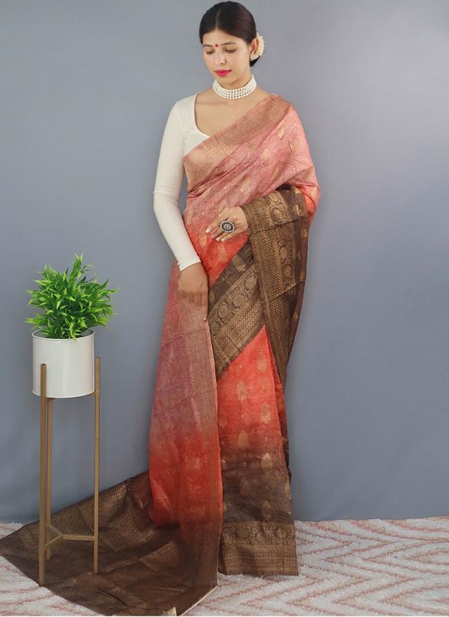 Pink Pure Chanderi Tradional Wear Weaving Saree