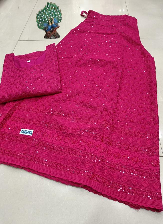 Rani Cambric Cotton Festival Wear Chikankari Kurti With Skirt