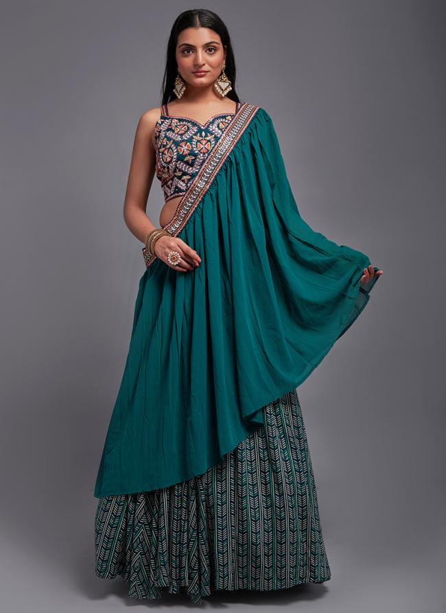 Green Viscose Silk Wedding Wear Embroidery Work Lehenga Choli