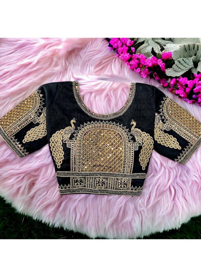 Black Silk Wedding Wear Embroidery Work Blouse