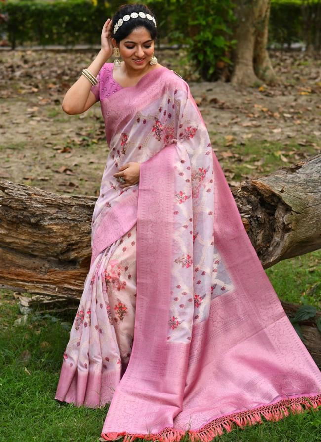 Pink Silk Festival Wear Digital Printed Saree