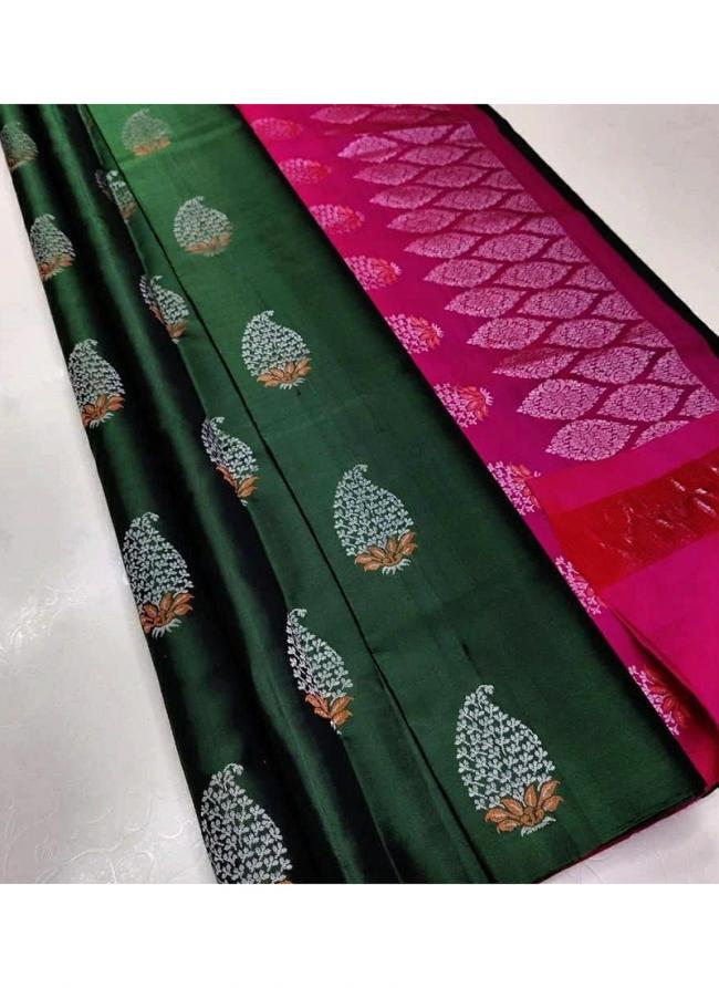 Bottle Green Silk Traditional Wear Weaving Saree