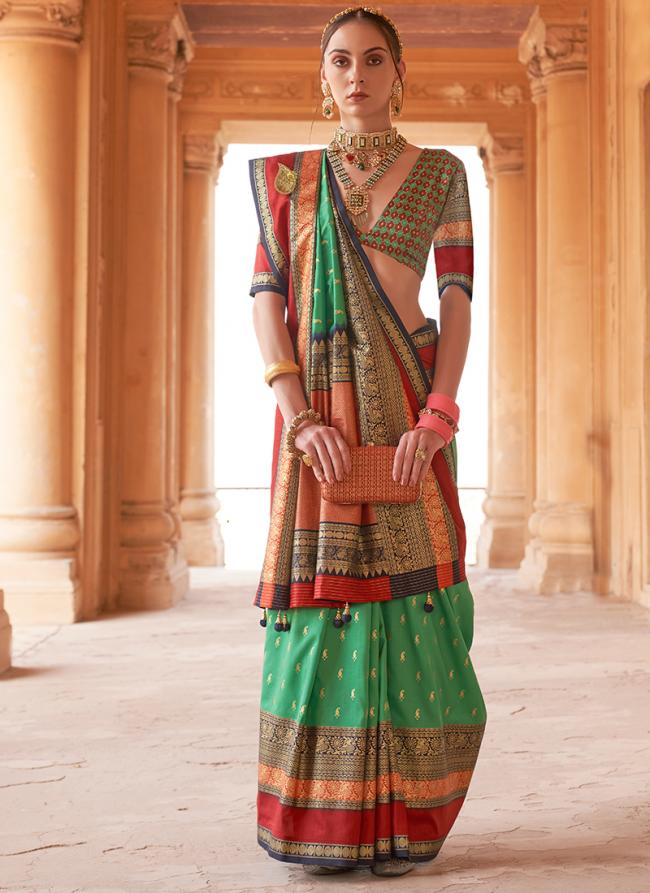 Green Silk Wedding Wear Weaving Saree