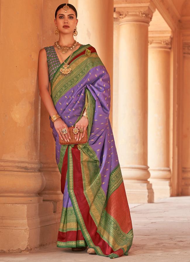 Lavender Silk Wedding Wear Weaving Saree