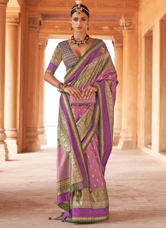 Purple Silk Wedding Wear Weaving Saree