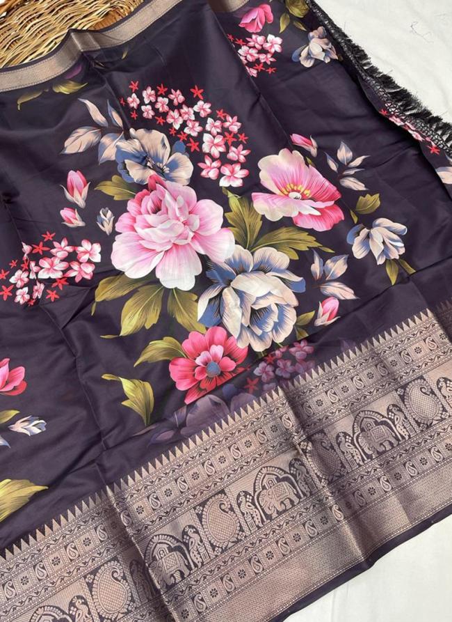 Black Rangoli Silk Traditional Wear Digital Printed Saree