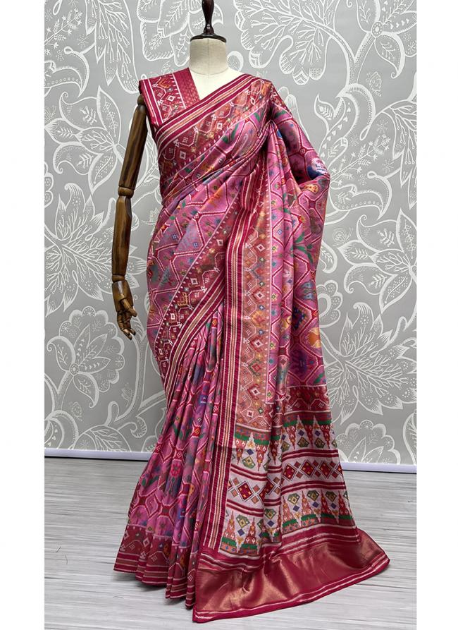 Pink Patola Silk Wedding Wear Weaving Saree