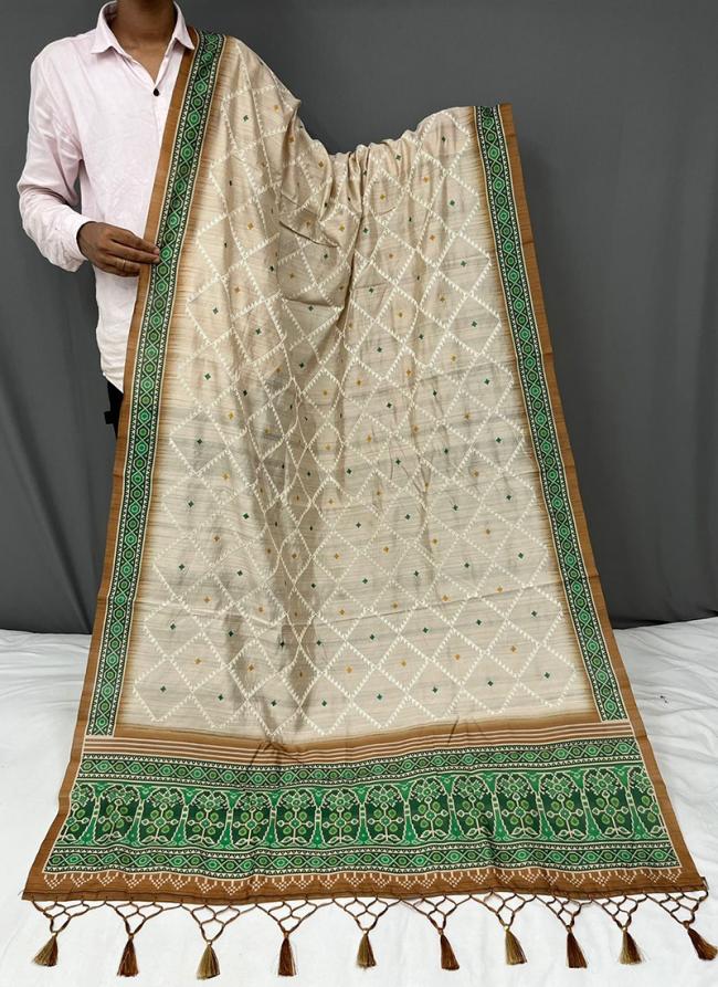 Green Tussar Silk Festival Wear Embroidery Work Saree