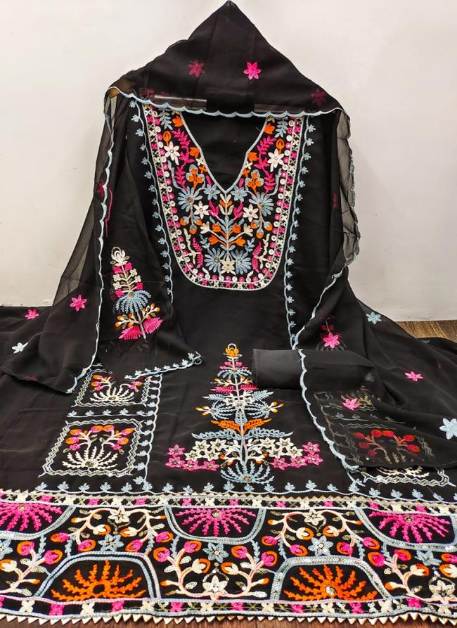 Black Georgette Festival Wear Embroidery Work Dress Material