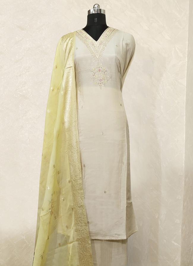 Green Upada Silk Festival Wear Embroidery Work Dress Material
