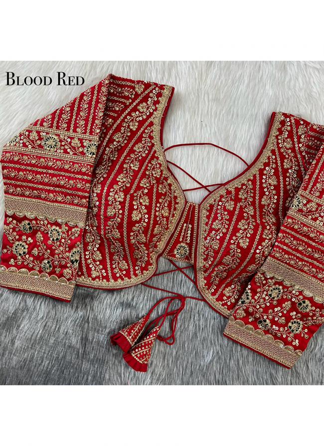 Red Silk Wedding Wear Embroidery Work Blouse