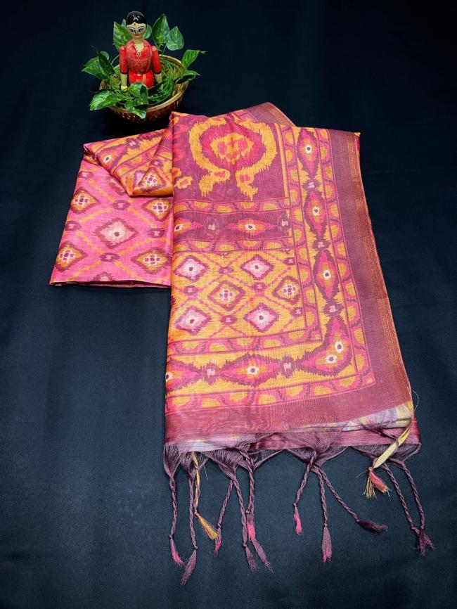 Pink Malmal Cotton Casual Wear Digital Printed Saree