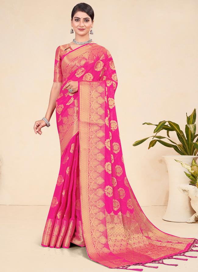 Pink Pure Viscose Festival Wear Weaving Saree