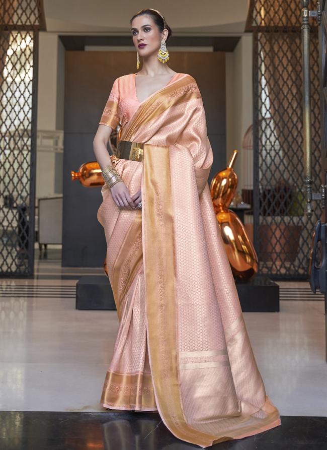 Peach Silk Party Wear Weaving Saree