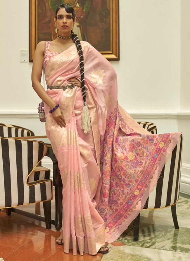 Pink Modal Silk Traditional Wear Weaving Saree