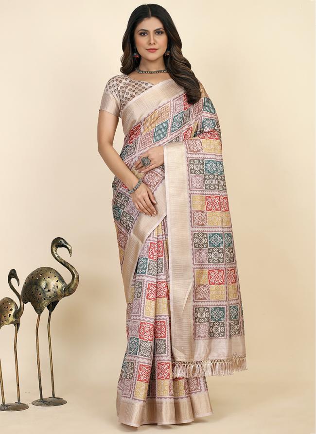 Dusty Pink Pure Dola Festival Wear Digital Printed Saree