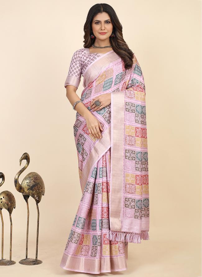 Light Pink Pure Dola Festival Wear Digital Printed Saree