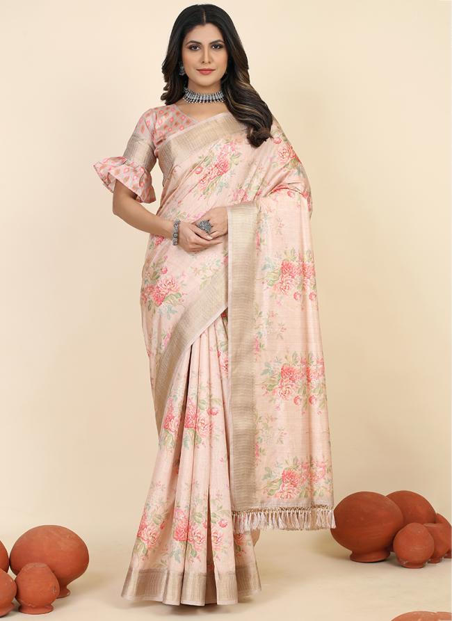 Off White Pure Dola Festival Wear Digital Printed Saree