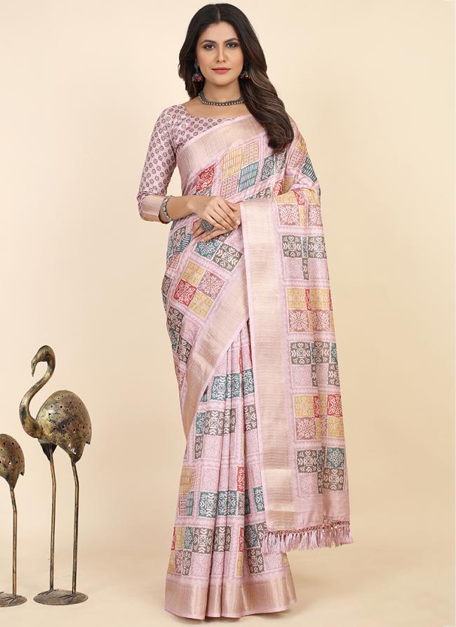 Pink Pure Dola Festival Wear Digital Printed Saree