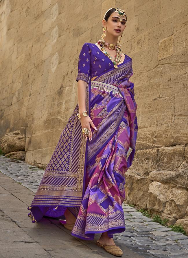 Purple Silk Festival Wear Weaving Saree