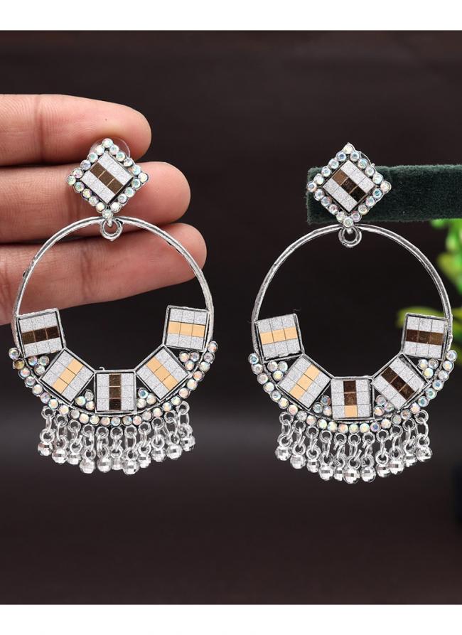   Party Wear  Golden Silver Oxidized Earrings