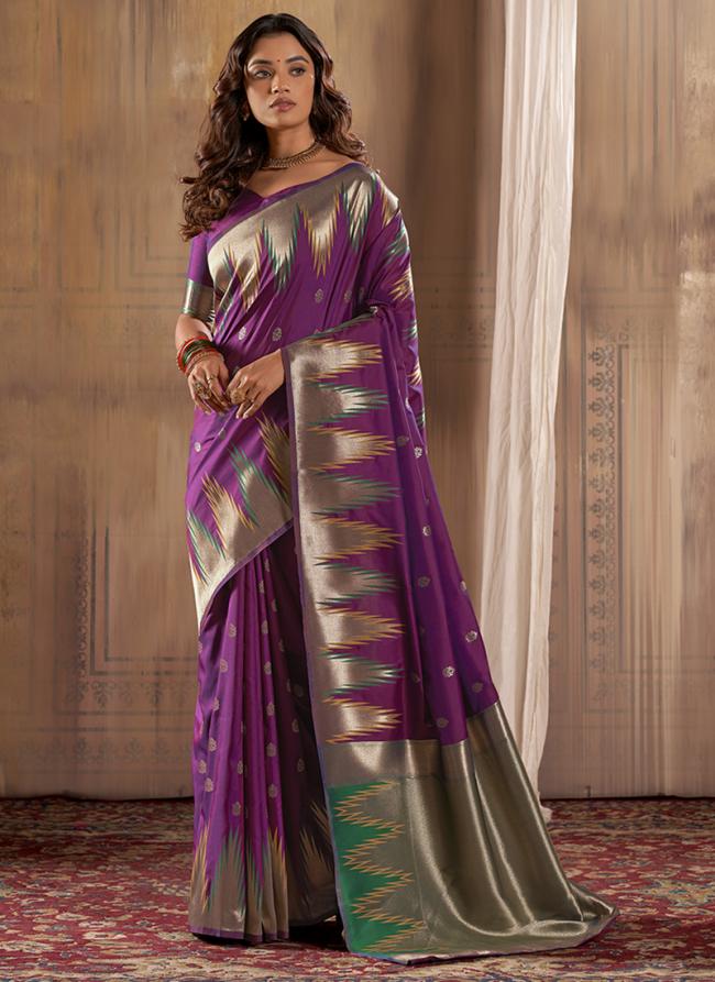 Banarasi Silk Wine Traditional Wear Weaving Saree