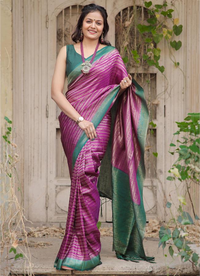 Soft Silk Purple Traditional Wear Embroidery Work Saree