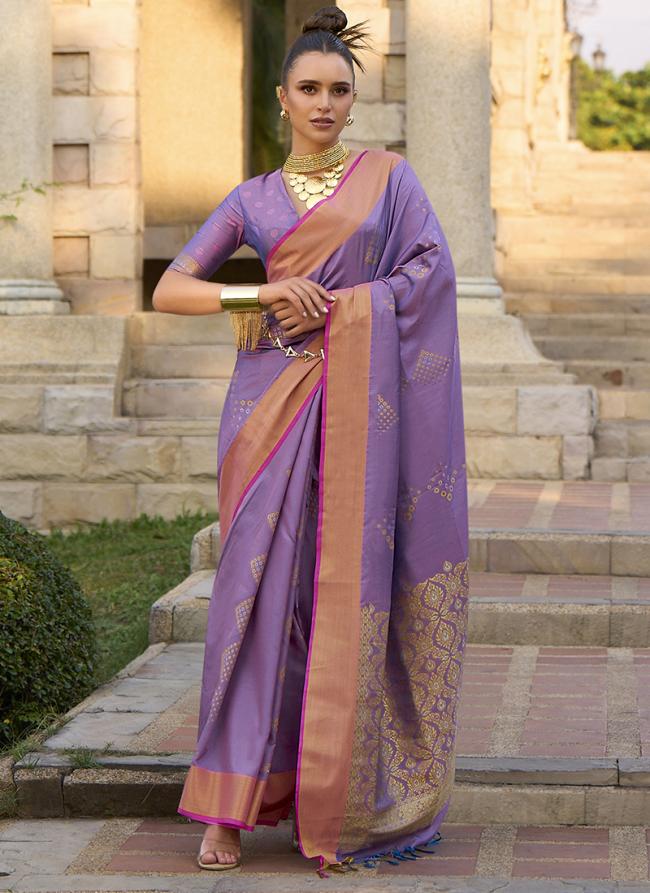 Soft Silk Lilac Traditional Wear Weaving Saree