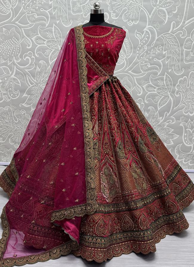 Velvet Rani Bridal Wear Multi Thread Work Lehenga Choli