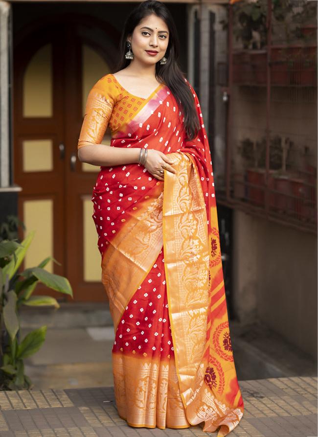 Jute Silk Red Traditional Wear Weaving Saree