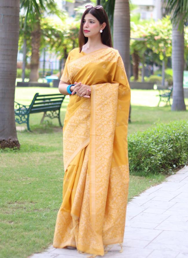 Banglori Silk Mustard Festival Wear Weaving Saree