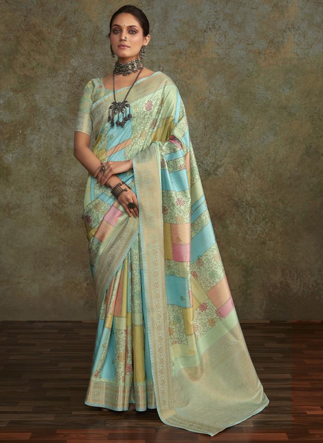 Soft Silk Teal Traditional Wear Weaving Saree