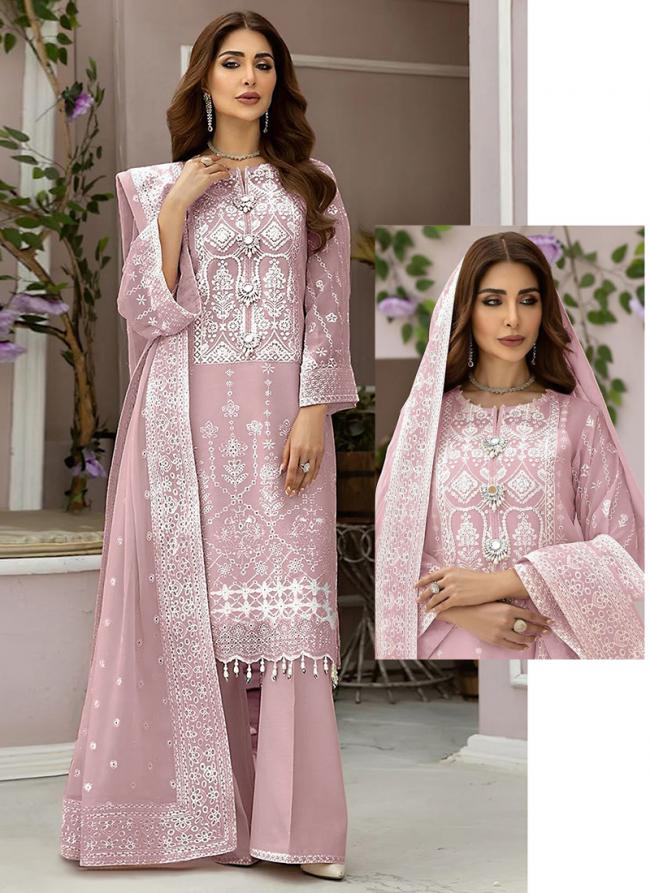 Organza Pink Festival Wear Embroidery Work Pakistani Suit