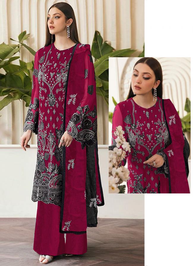 Faux Georgette Purple Party Wear Embroidery Work Pakistani Suit