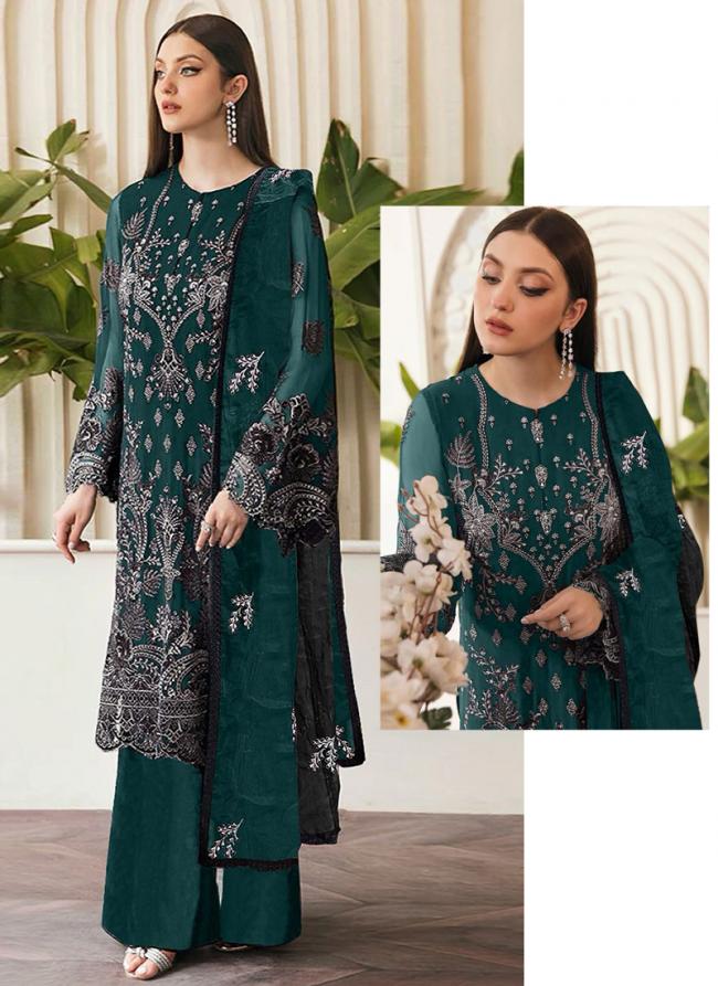 Faux Georgette Rama Party Wear Embroidery Work Pakistani Suit