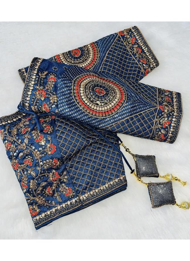 Milan Silk Blue Wedding Wear Embroidery Work Blouse