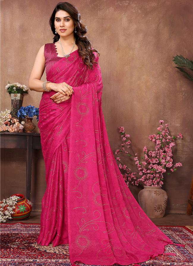Rangoli Satin Silk Pink Party Wear Mukesh Work Saree