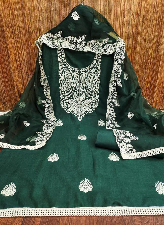 Cotton Rama Casual Wear Embroidery Work Dress Material